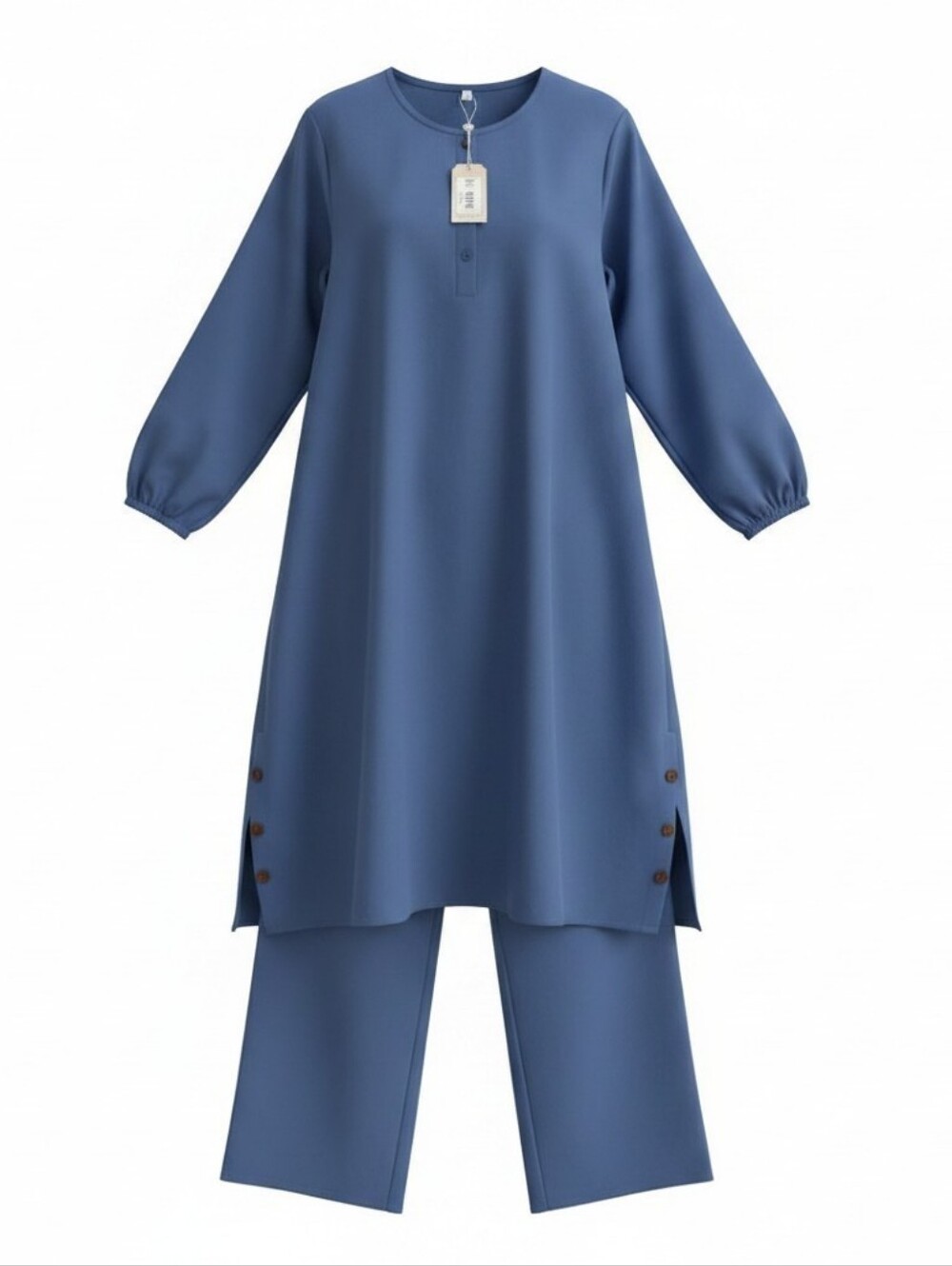 DOPIP Blue Pakistani Salwar Kameez Women M Polyester Cotton Long Sleeve Button